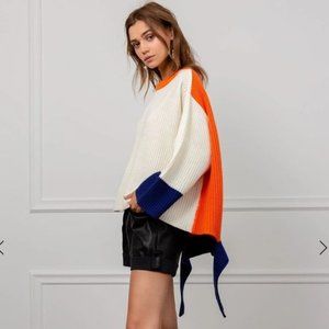J.ING Women's Sz. S/M Jacky Color Block Oversized Wool Blend Sweater